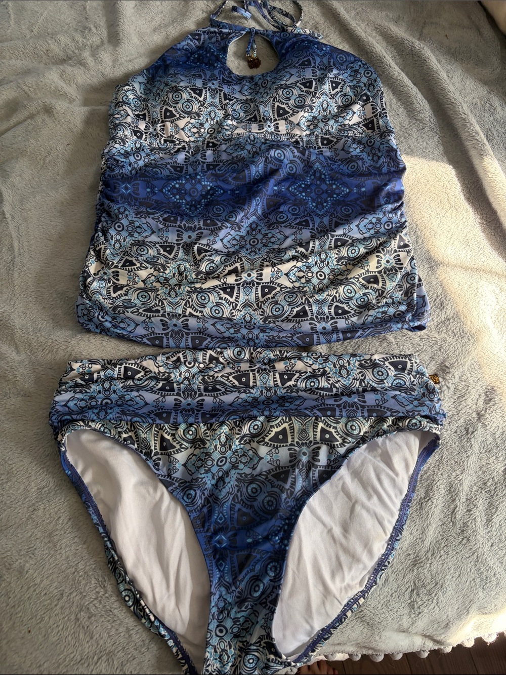 La Vie En Rose Blue Patterned Tankini Set